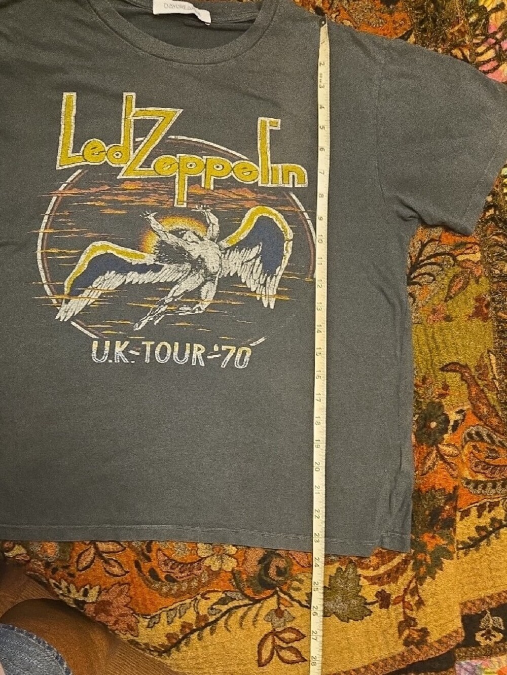 Daydreamer Charcoal Led Zeppelin Graphic Tee with Yellow Print - Picture 5 of 8